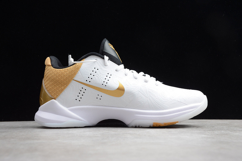nike zoom kobe v proyro black month white gold ct8044-100 nike zoom kobe v proyro black month white gold ct8044-100