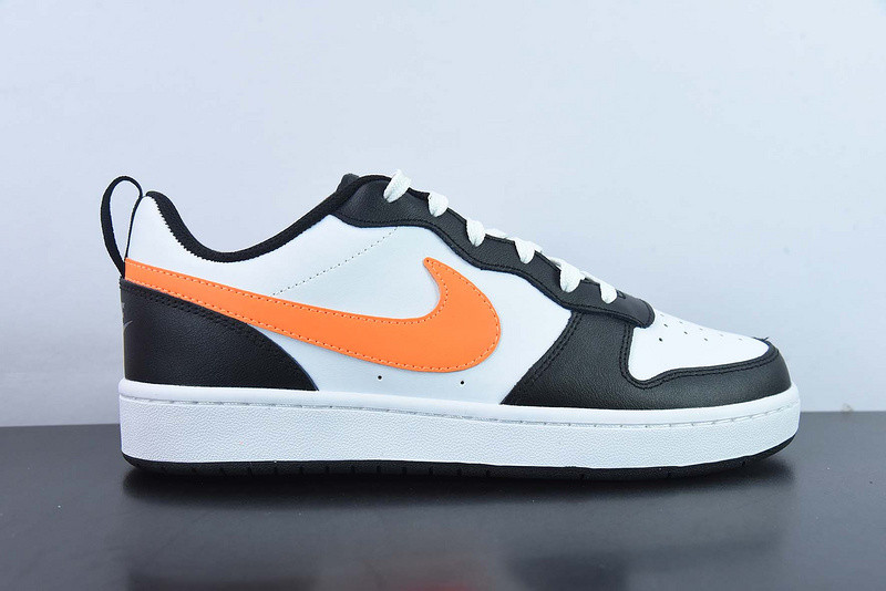 nike court borough low 2 gs ''white black orange'' bq5448-115 nike court borough low 2 gs ''white black orange'' bq5448-115